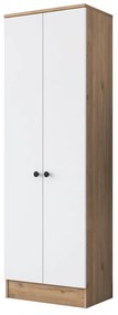 Șifonier alb/cu aspect de lemn de nuc 60x183 cm Theresa – Kalune Design