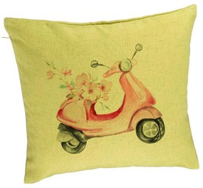 Perna Decorativa, Model Rose Flower Bike, 40x40 cm, Verde, Husa Detasabila, Burduf