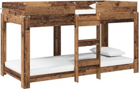 vidaXL Pat Etajat pentru Copii Lemn vechi 90 x 200 cm Lemn compozit