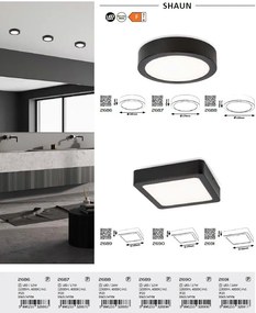 Plafoniera LED design modern Shaun negru 22x22cm