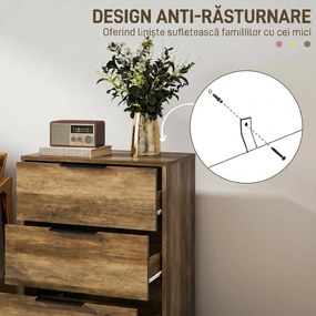 HOMCOM Comodă 3 Sertare Lemn | Aosom Romania