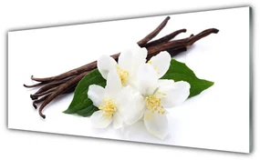Tablou pe sticla Vanilie Floral Maro Verde Alb