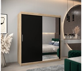 Dulap de haine 180 cm Toki 2 (stejar sonoma + negru mat). 1065011