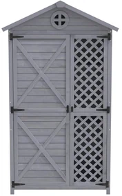 Depozit de mobilier de grădină din lemn pentru exterior, magazie de unelte rezistentă la intemperii, cu mult spațiu de depozitare și construcție din lemn stabilă, 90×56,5×175,3 cm, Gri