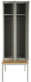 Dulap metalic cu bancheta, 60 x 85 x 185 cm, blocare cu rotire, gri - RAL 7035