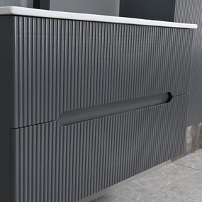 Trent Mobilier de baie 80 cm lavoar ceramic (2 sertare) cu oglindă 60x80 cm gri antracit