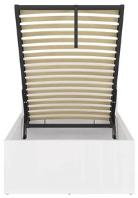 Pat de o persoană 90 cm Tetrix 15 (alb lucios) (cu somieră) (cu sp. depozitare). 1098499