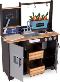 Bucătărie din lemn pentru copii cu grădină de legume și accesorii