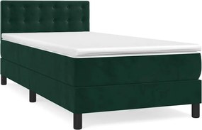 vidaXL Pat box spring cu saltea, verde închis, 80x200 cm, catifea