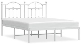 353490 vidaXL Cadru de pat metalic cu tăblie, alb, 150x200 cm