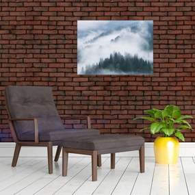 Tablou pe sticlă - Copacii în ceață (70x50 cm)