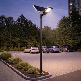 Lampă stradală LED reglabilă cu senzor și panou solar KOBRA, 400 W / 24.000 mAh, IP65, antracit + telecomandă