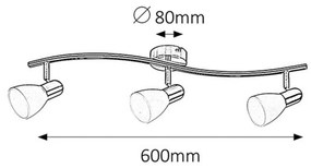 Plafonieră cu spot-uri Rabalux 6303 Soma crom, alb, 3 becuri