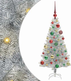 vidaXL Brad de Crăciun cu 150 LED cu suport Argintiu 120 cm PET
