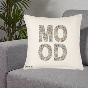 Perna Decorativa MOOD Money Grafic Urban, 40x40 cm, Crem Reliefat, Husa Detasabila, Perna Inclusa, BEKZ®