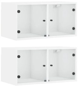 836498 vidaXL Dulap de perete cu uși din sticlă, 2 buc., alb, 68,5x37x35 cm