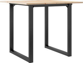 vidaXL Masă de bucătărie, cadru O, 80x80x75 cm lemn masiv pin și Oţel