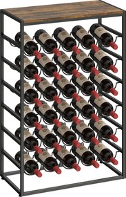 HOMCOM Suport pentru 30 sticle, raft pentru vin cu 6 niveluri, stil industrial, 59x30x88,5cm, maro rustic | Aosom Romania