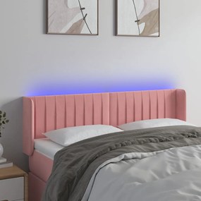 3123527 vidaXL Tăblie de pat cu LED, roz, 147x16x78/88 cm, catifea