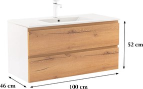 Vario Pull 100 dulap de bază cu chiuvetă stejar alb