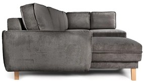 Colțar gri extensibil cu tapițerie din catifea reiată (cu colț pe partea dreaptă/în formă de "U") Tori – Bonami Selection