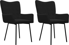 vidaXL Scaune de bucătărie, 2 buc., negru, catifea