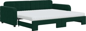 vidaXL Pat de zi cu extensie și saltele verde închis 90x200 cm catifea