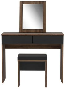 Masă de toaletă JUNO cu taburet, 45 x 29,6 cm, maro/negru