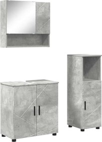 vidaXL Set de mobilier pentru baie 3 pcs Gri beton Lemn compozit