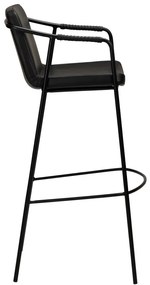 Scaun bar cu husă din piele artificială DAN-FORM Denmark Boto, negru, înălțime 95 cm