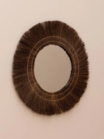 Oglindă de perete din fibre de palmier, Ø100 cm, "Eclat Naturel"