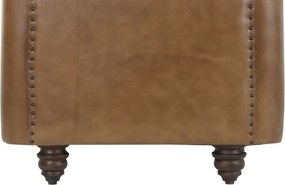 Fotoliu Chesterfield din piele naturală maro cu aspect antichizat, capitonat cu nasturi, stil clasic vintage, 90 x 80 x 77 cm, „Wellington”