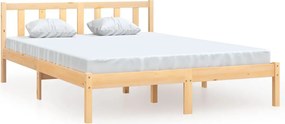 vidaXL Cadru de pat dublu, 135x190 cm, lemn masiv de pin