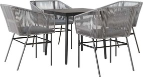 vidaXL Set de sufragerie de grădină 5 piese sticlă poliratan gri