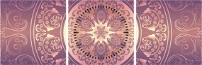 Tablou - Mandala pe gradient violet (cu ceas) (90x30 cm)