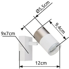 Aplica cu Spot directionabil BRISBON nickel/alb
