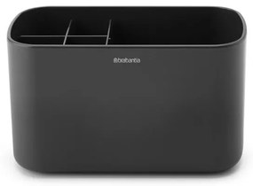 Organizator periute de dinti Cutie Brabantia ReNew 1003493, Rezistent la coroziune, Separator intern, Baza antiderapanta, Gri inchis