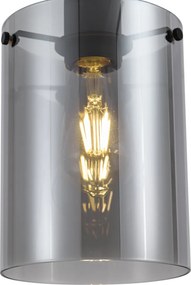 Lampă suspendată de design neagră cu sticlă fumurie - Domo
