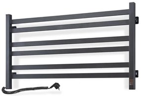 Radiator de baie tip scară cu termostat AVANGARD 316W/230V 50,6 cm IP44 negru, montare pe partea stângă