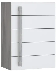 Comoda Stanga Atentivo Stejar Nordic Gri Si Alb Lucios, 70.2 Cm