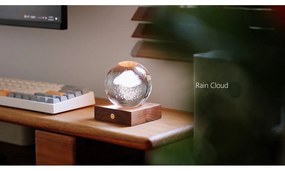 Veioză maro închis LED cu intensitate reglabilă din lemn de nuc cu abajur din sticlă (înălțime 12 cm) Amber – Gingko