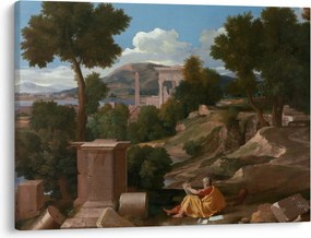 Tablou - Nicolas Poussin, Landscape with Saint John on Patmos, reproducere (70x50 cm)