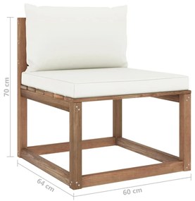 Set mobilier de gradina cu perne, 6 piese, lemn pin tratat Crem, 2x mijloc + 3x colt + masa, 1