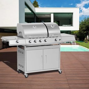 Grătar pe gaz din inox cu arzător lateral+INFRA Avenberg LINCOLN