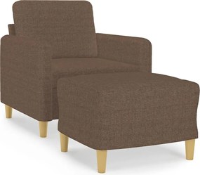 vidaXL Fotoliu canapea cu taburet, maro, 60 cm, material textil