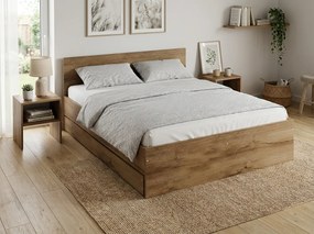 Pat ELISA 120 x 200 cm, stejar artisan Saltele: Cu saltele Coco Maxi 20 cm, Somiera pat: Cu lamele drepte