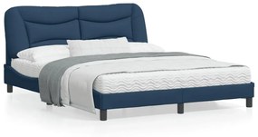 3207785 vidaXL Cadru de pat cu tăblie, albastru, 160x200 cm, textil