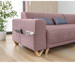 Colțar roz extensibil/cu spațiu de depozitare (cu colț pe partea dreaptă/în formă de ”L”) Classy Sophie – Miuform