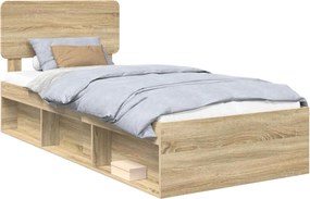 vidaXL Cadru de pat cu headboard Sonoma 90 x 190 cm Lemn de pin masiv