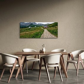Tablou - Peisaj montan cu case (120x50 cm)